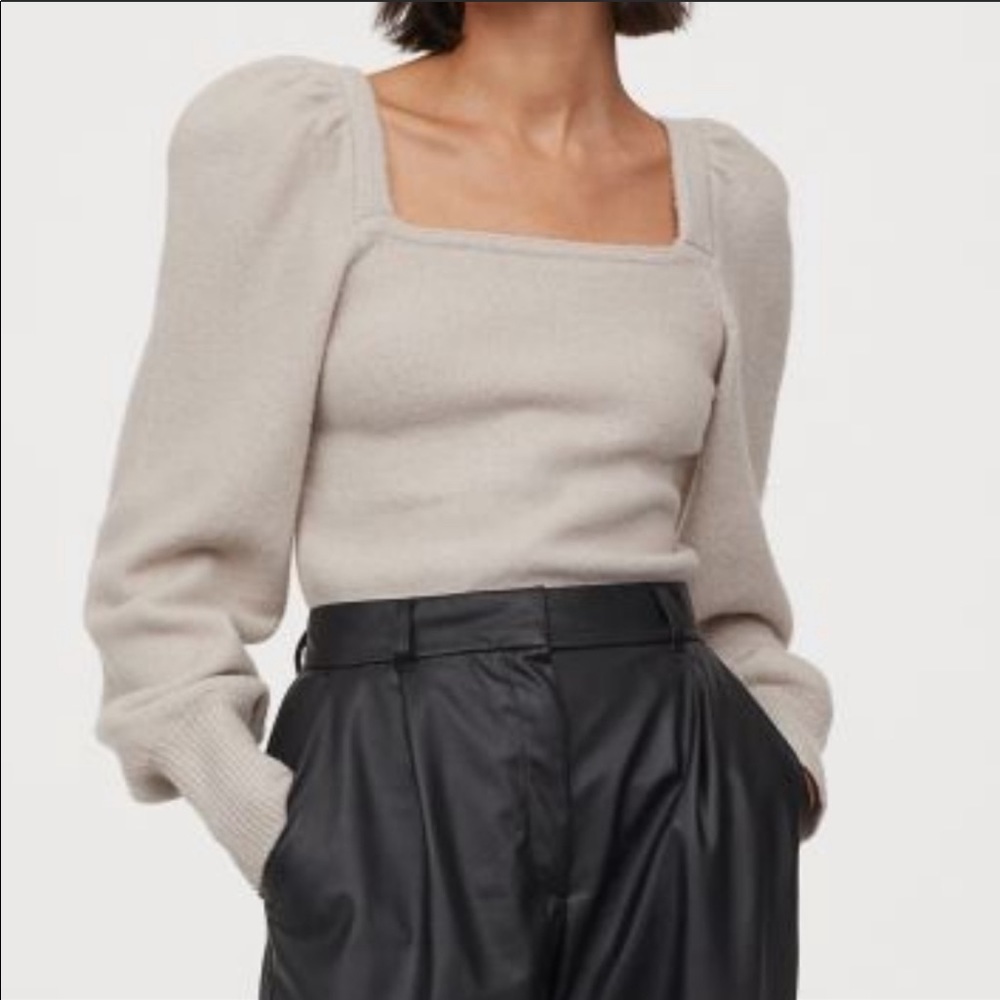 H&M XS puff sleeve knit sweater NWOT
